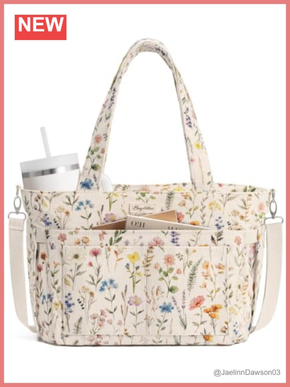 Corduroy Tote Bag for Women 17 Pockets Laptop Work Purse